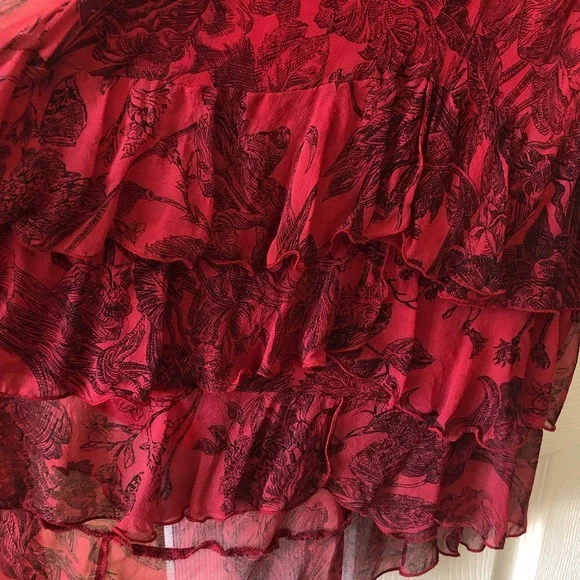 Betsey Johnson silk, airy, elegant black on red lined special occasion dress. - Picture 2 of 12